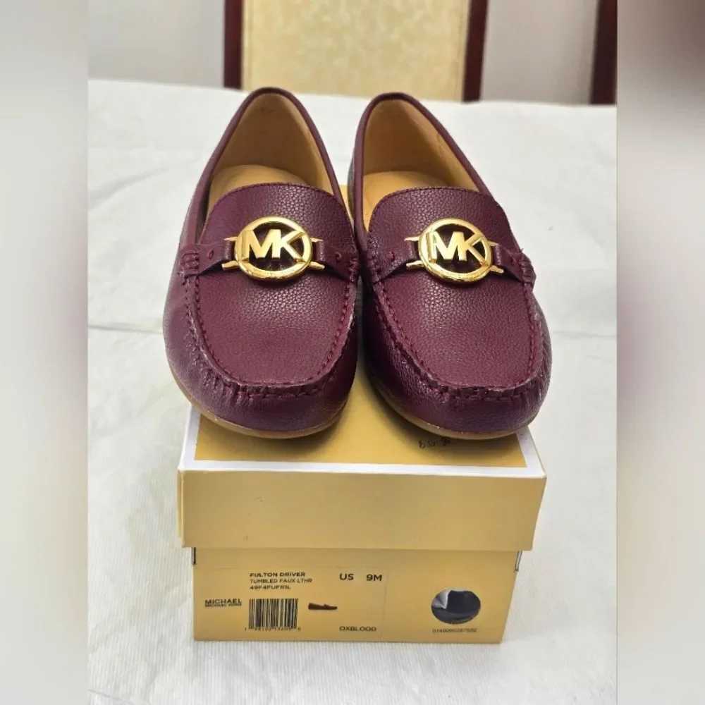 Michael Kors Fulton Driver Burgundy Loafers NIB